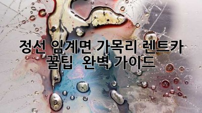 정선 임계면 가목리 렌트카 꿀팁 🚗💨 완벽 가이드!
